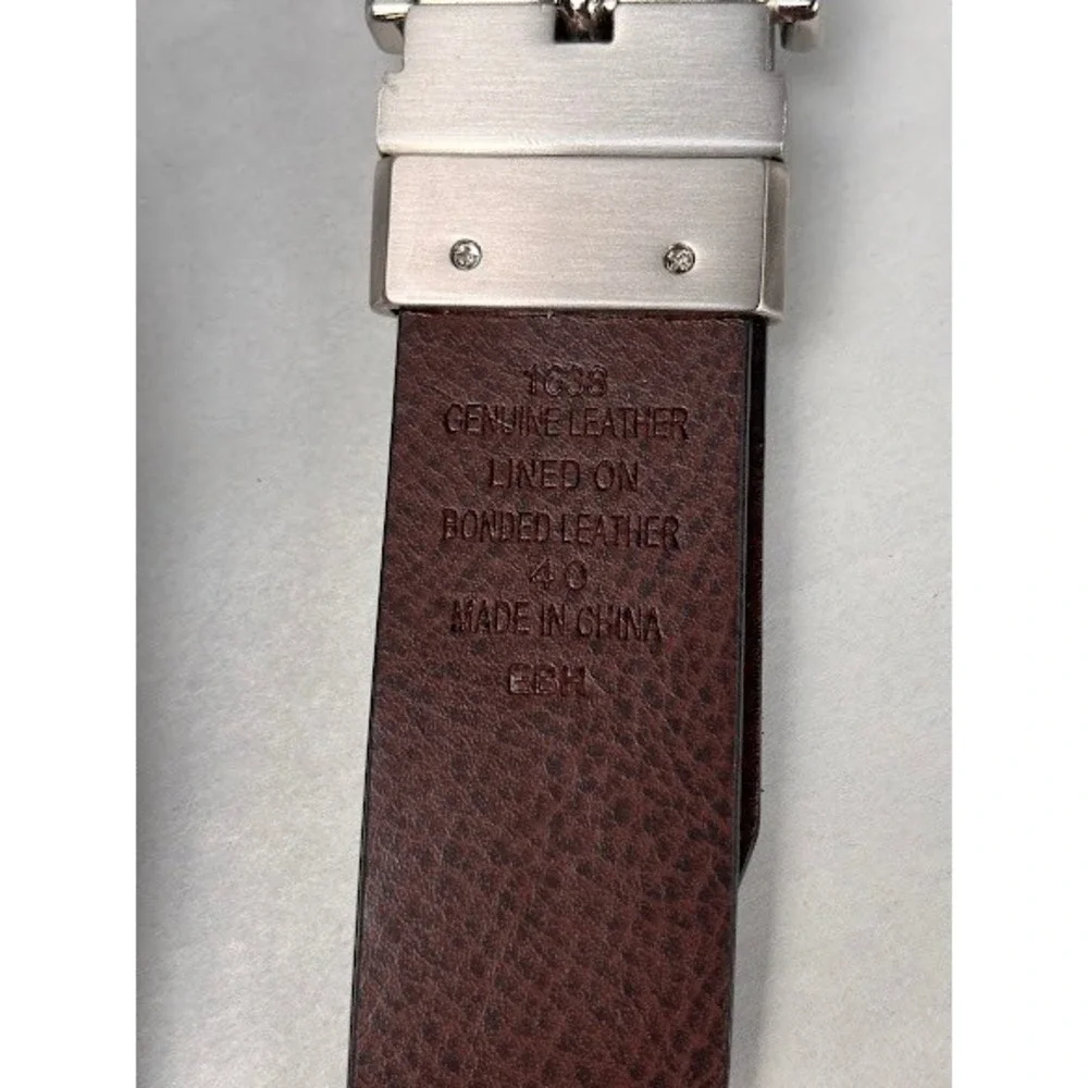 Mens Reversible Leather Belt Black Brown Silver Swivel Buckle Size 40 1633